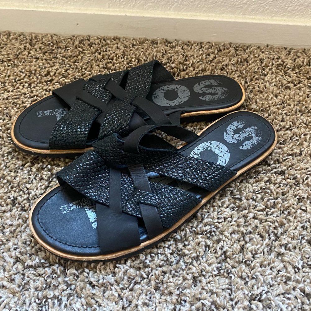 Sorel Ella Slide Crux Snake Skin Sandals